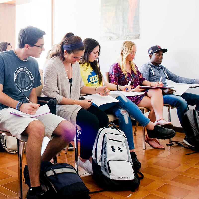 students in a classroom in Tuscany